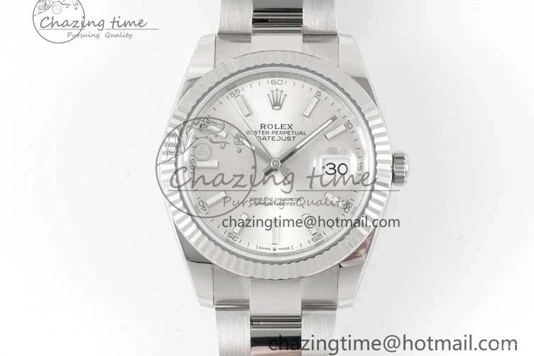 MiroTime 0114 DateJust 41 126334 Clean 1:1 Best Edition 904L Steel Silver Stick Dial on Oyster Bracelet VR Modern 2434